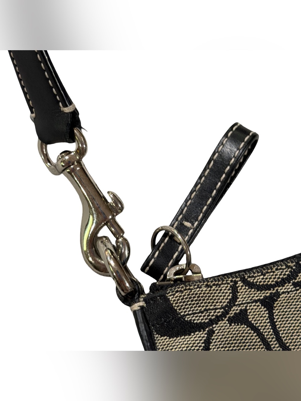 Coach โข Vintage Mini Demi Soho Shoulder Bag Monogram Black/Gray Canvas No 6362 - Picture 7 of 14